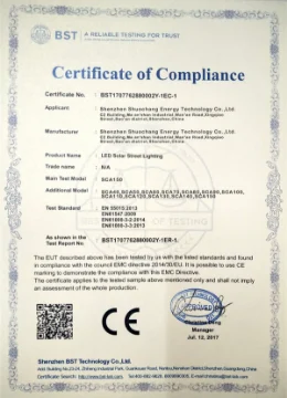 Solar street light CE certificate
